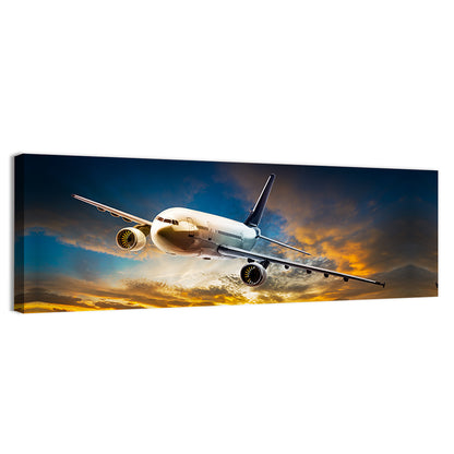 Jet Over Golden Cloudscape Wall Art