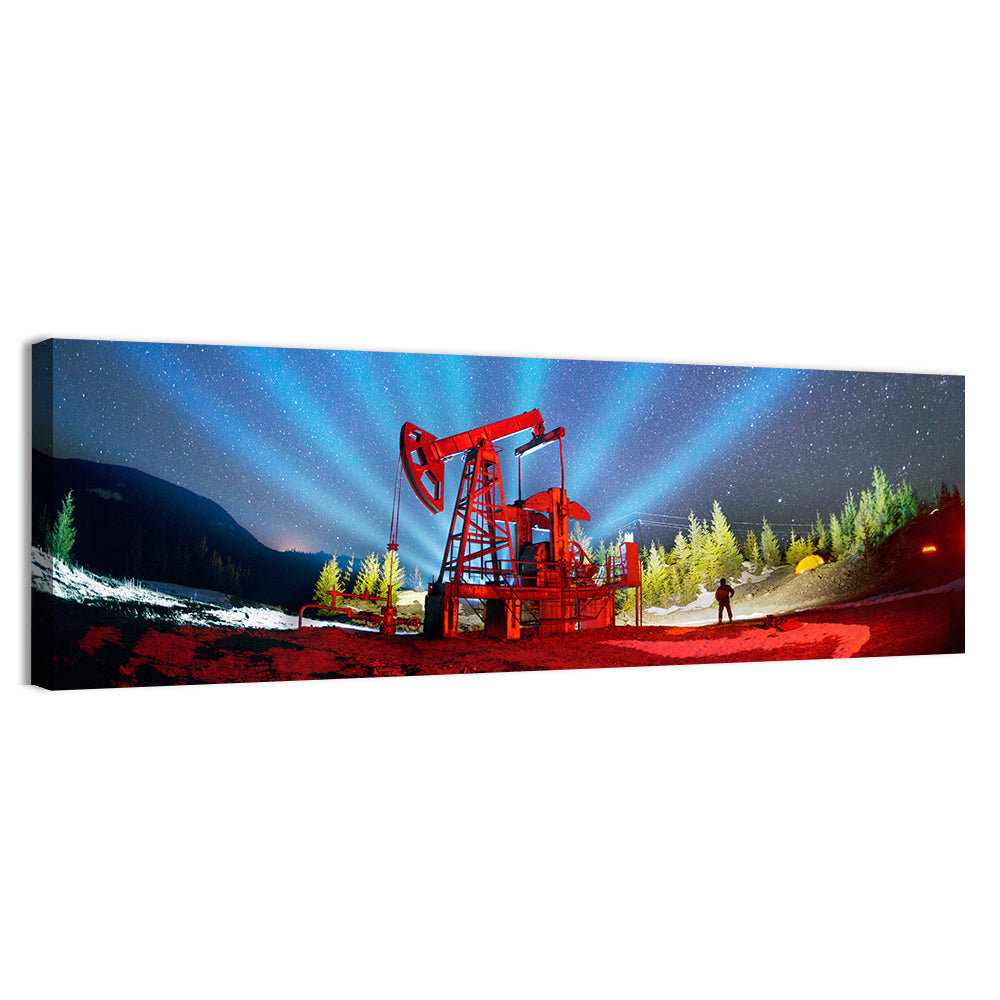 Starry Night Oil Pump Jack Wall Art