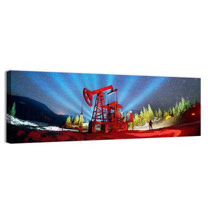 Starry Night Oil Pump Jack Wall Art