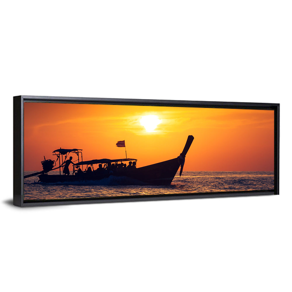 Longtail Boat at Sunset Wall Art