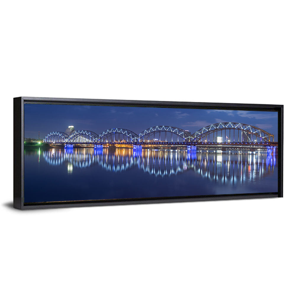 Riga Railway Bridge at Night Wall Art