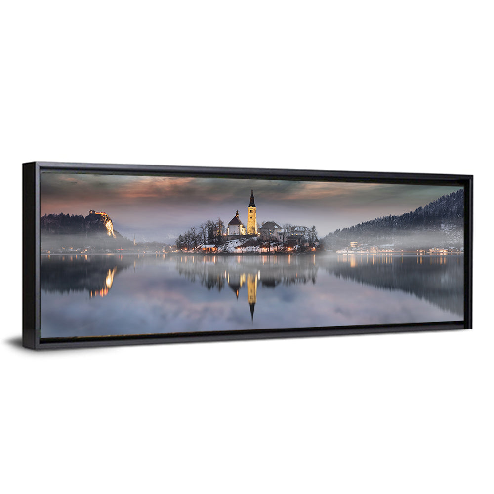 Lake Bled Misty Sunset Wall Art