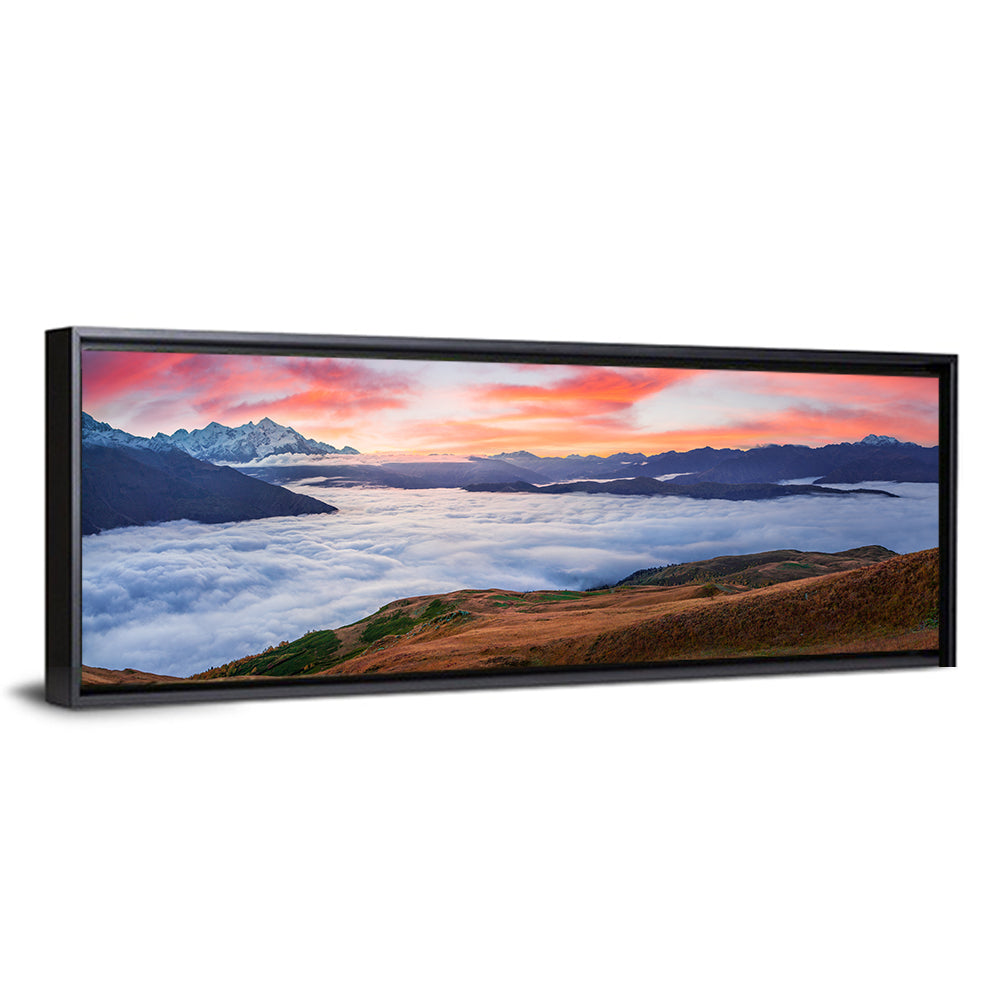 Mt Tetnuld Sunrise Over Clouds Wall Art