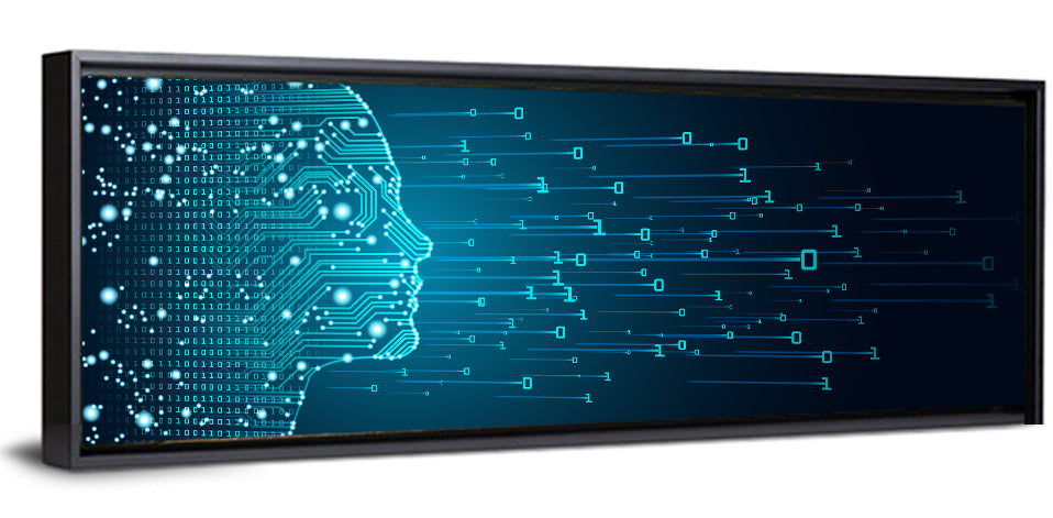 Blue Ai Head Profile Wall Art