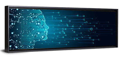 Blue Ai Head Profile Wall Art