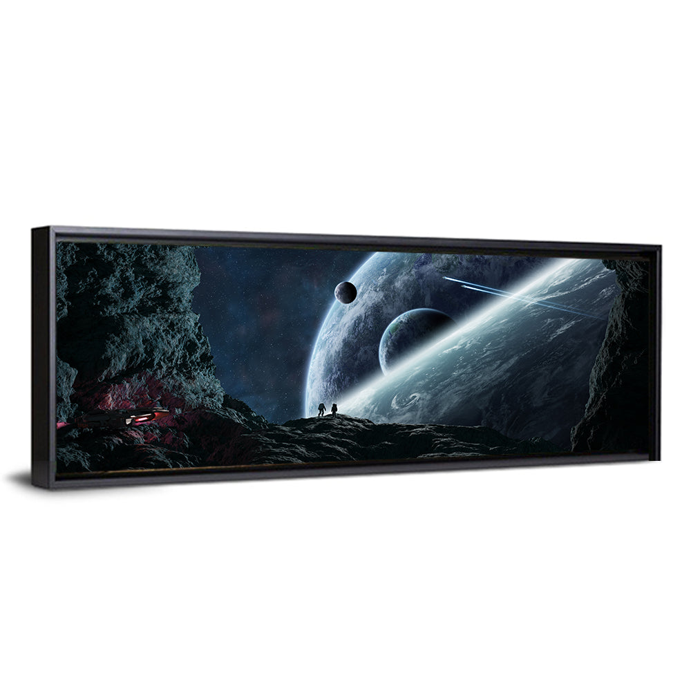 Astronaut Silhouettes in Cave Wall Art