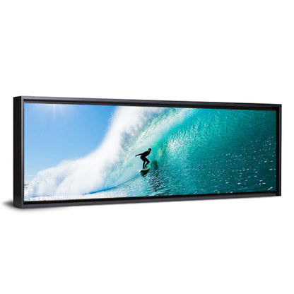 Surfer Inside Blue Barrel Wave Wall Art