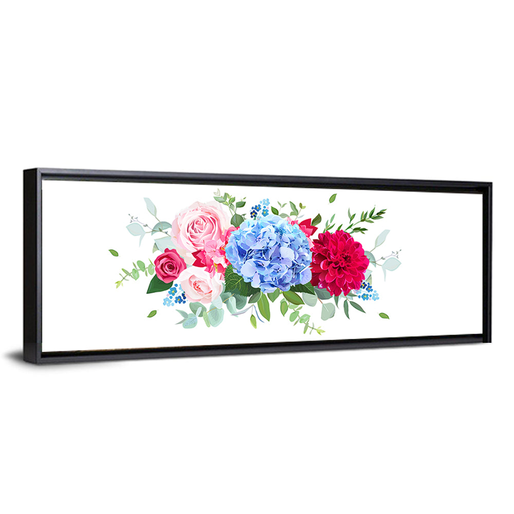 Summer Hydrangea, Dahlia and Rose Bouquet Wall Art