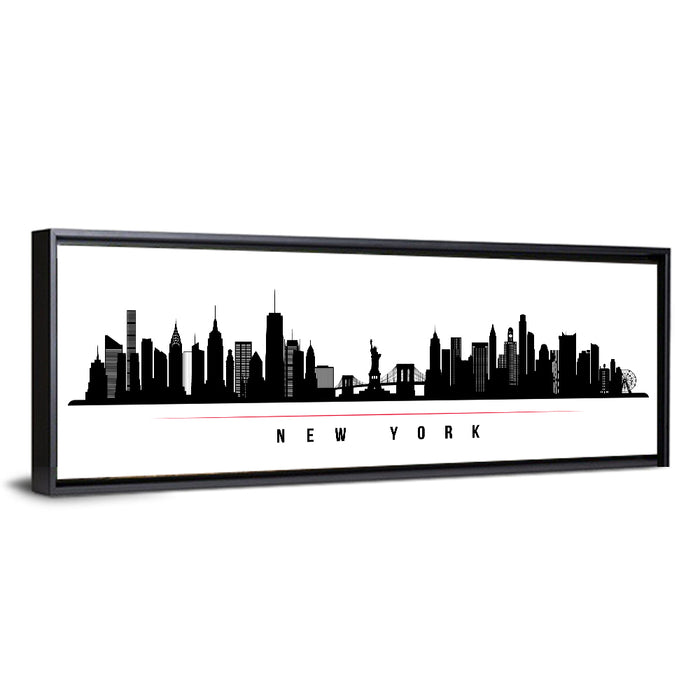 New York Skyline Silhouette Wall Art as a framed canvas