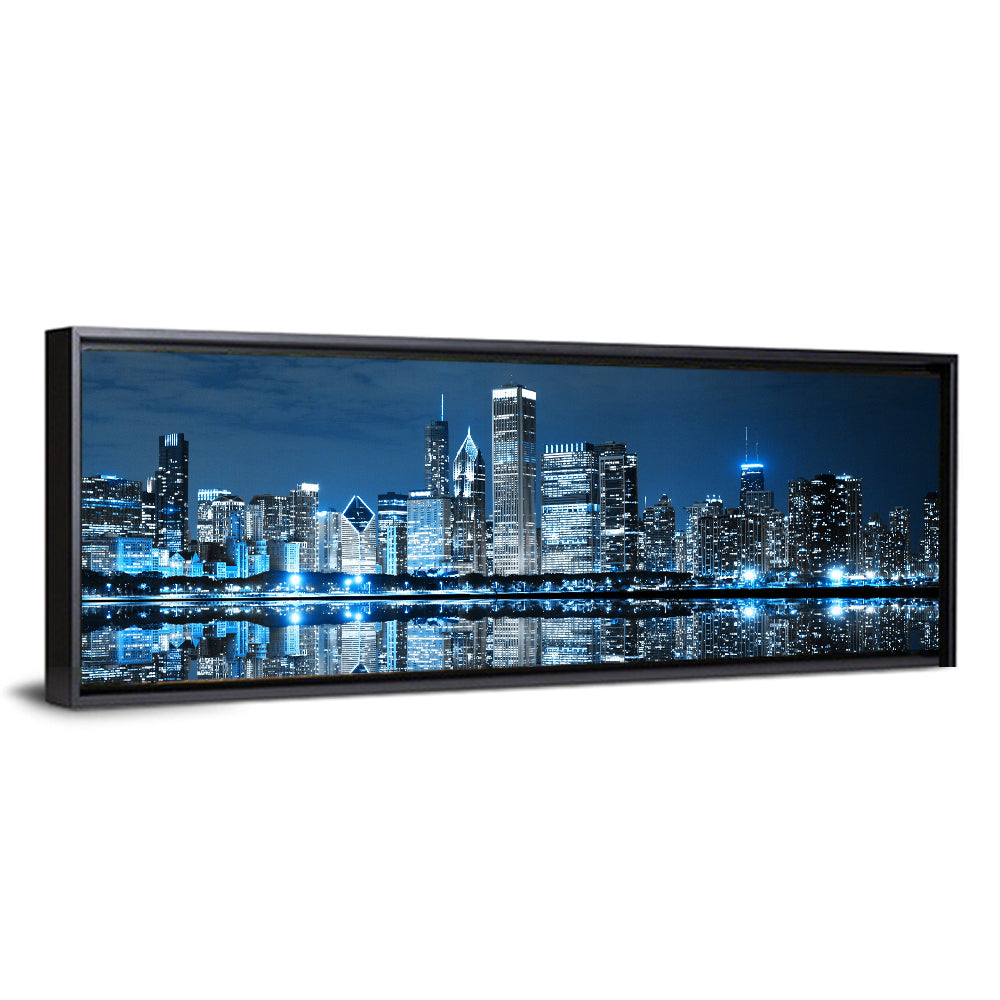 Chicago Skyline at Night Wall Art