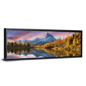 Lake Federa In Dolomites At Sunset Wall Art