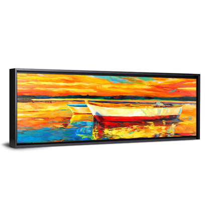 Boats at Golden Sunset Wall Art