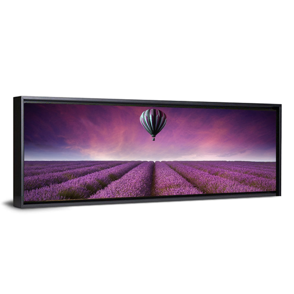 Hot Air Balloon Over Lavender Field Wall Art