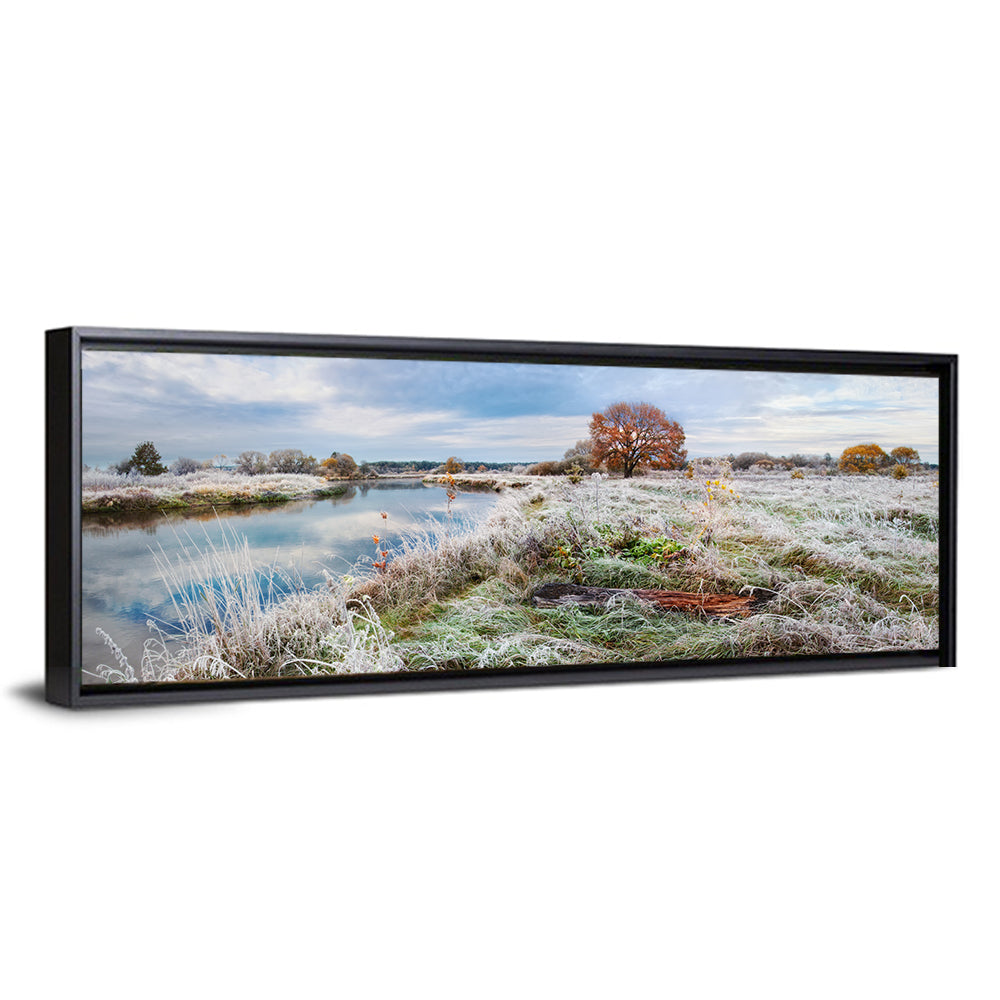 Frosted Autumn River Landscape Wall Art