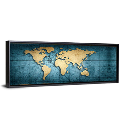 Vintage Nautical World Map Wall Art