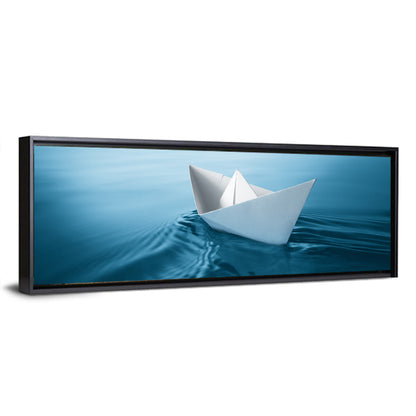 Paper Sailboat on Blue Water Wall Art