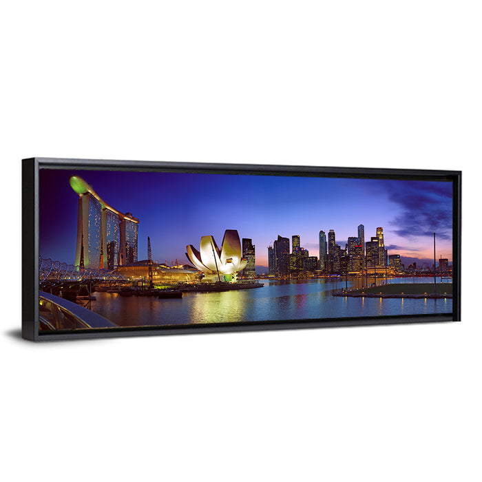 Marina Bay Sands at Twilight Wall Art as a framed canvas