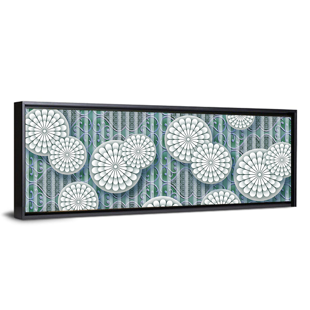 Blue Floral Scrollwork Pattern Wall Art