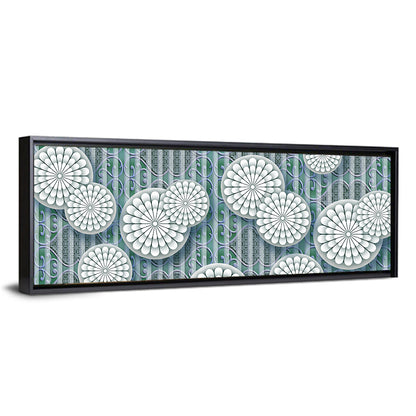 Blue Floral Scrollwork Pattern Wall Art