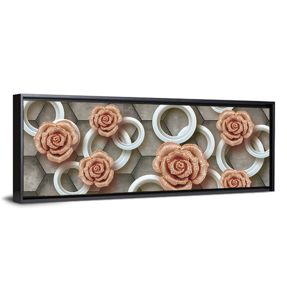 3d Rose Rings in Copper and Gold Wall Art