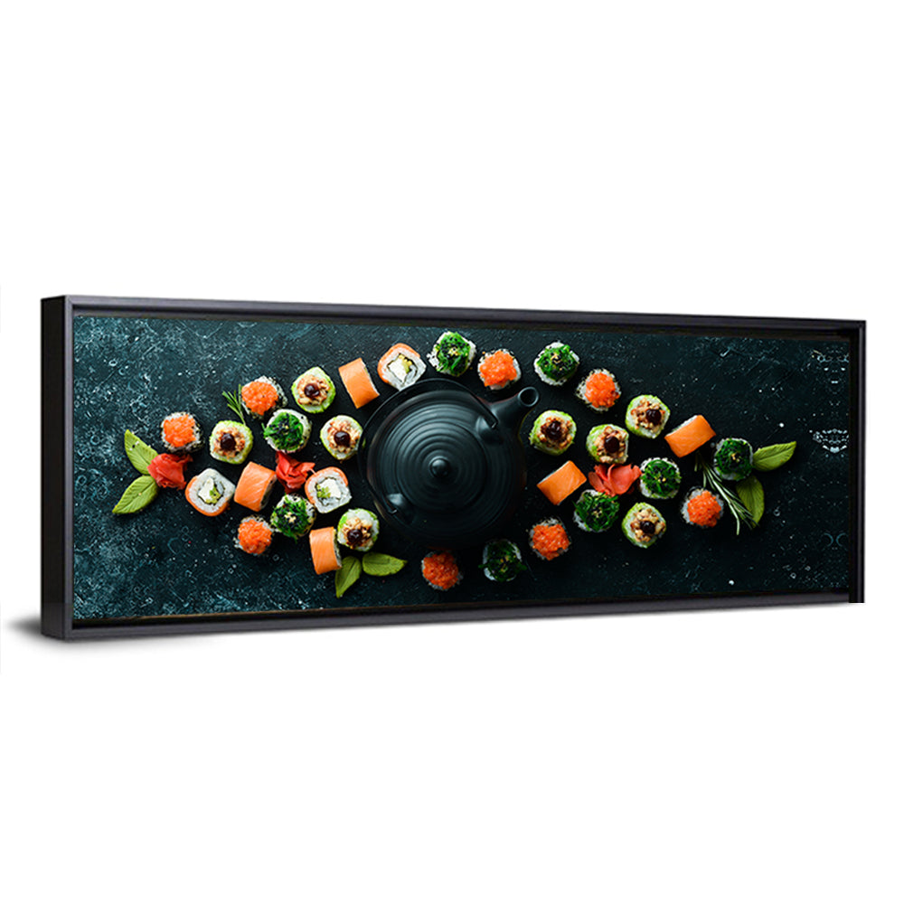 Sushi and Teapot Flat Lay Wall Art