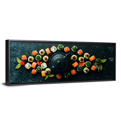Sushi and Teapot Flat Lay Wall Art