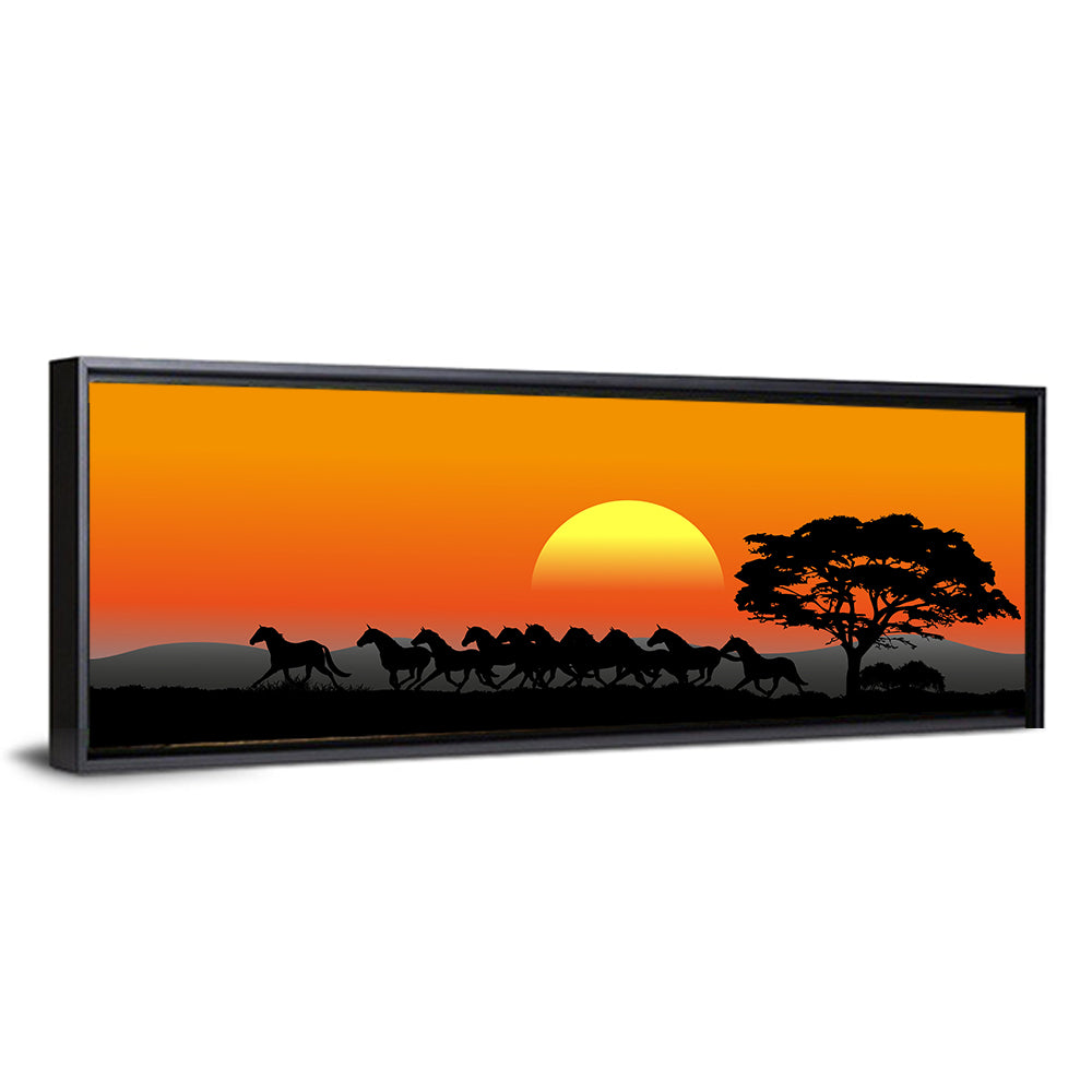 Herd of Horses at Sunset Wall Art