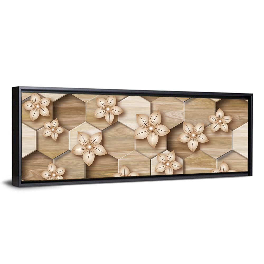 Wood Grain Honeycomb Floral Wall Art