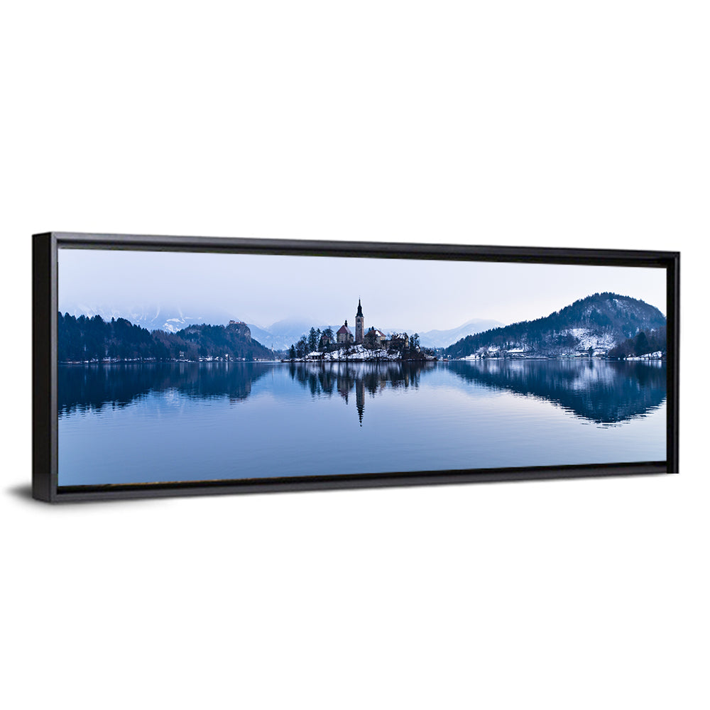 Bled Island Church in Winter Wall Art