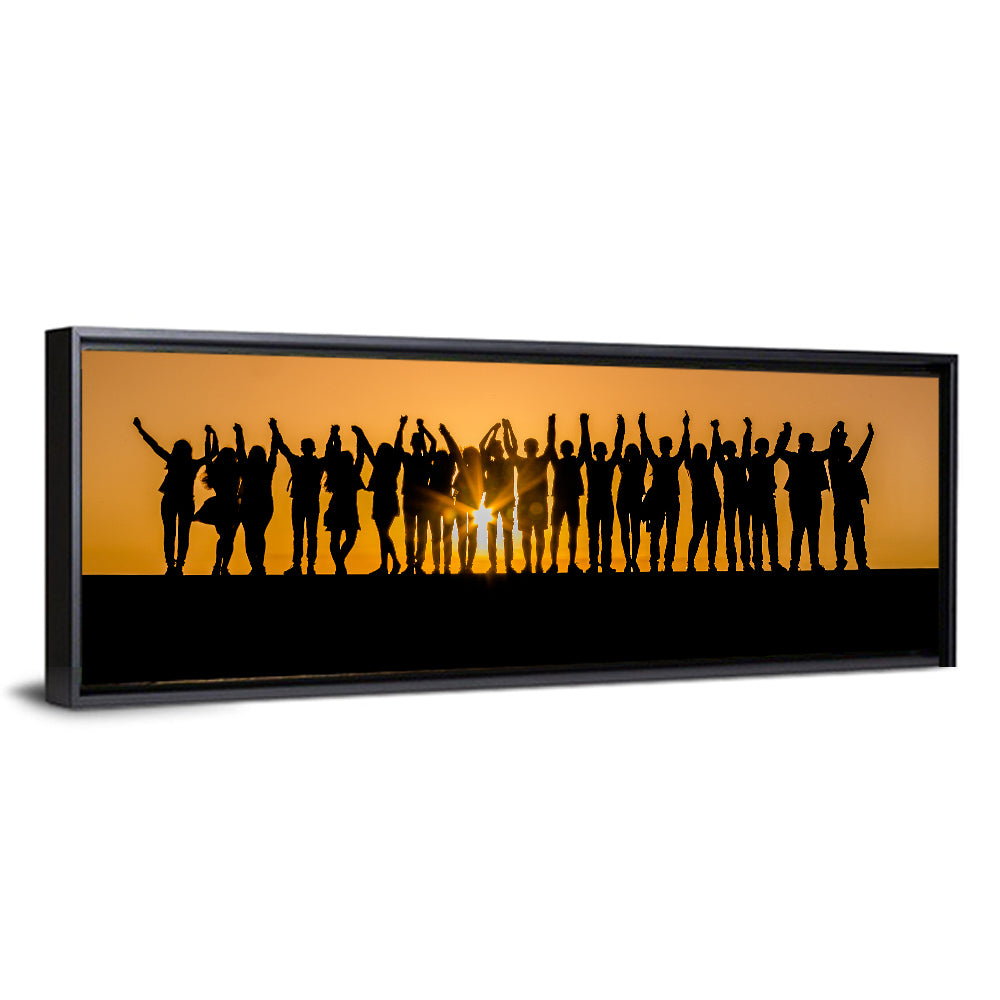 Children Silhouettes at Golden Hour Wall Art
