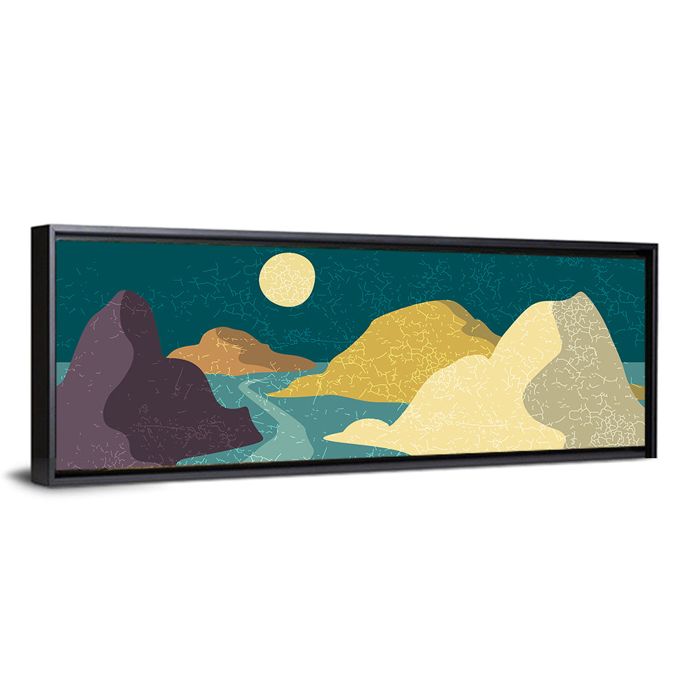 Moonlit Minimalist Mountain Wall Art