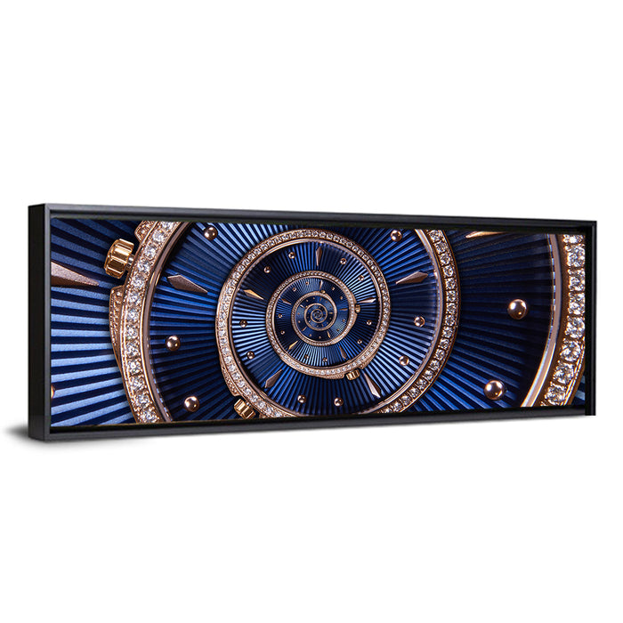 Clockwork Time Spiral Wall Art as a framed canvas
