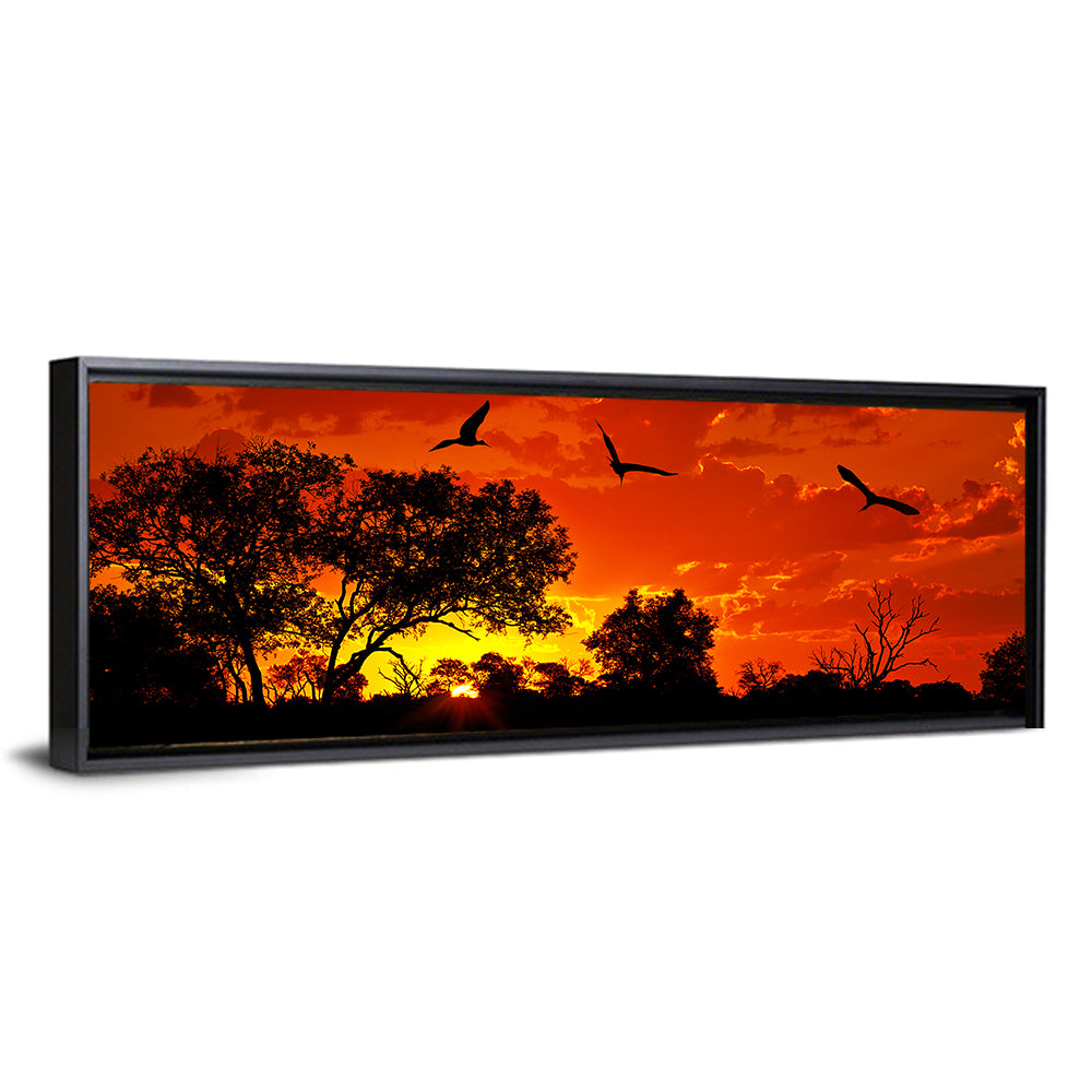African Sunset Silhouette Wall Art