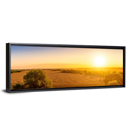 Golden Sunrise Over Wheat Field Wall Art
