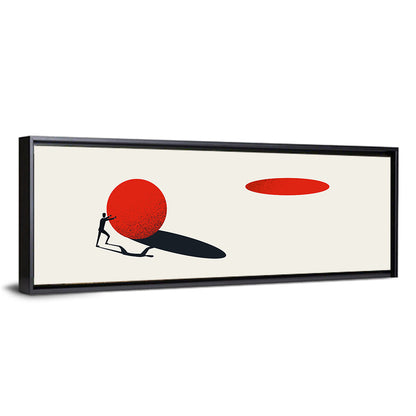 Man Pushing Sphere Wall Art
