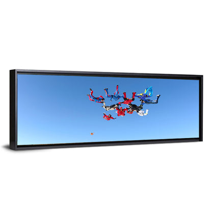 Skydiving Formation Over Clouds Wall Art