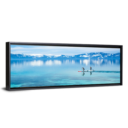 Two Paddleboarders on Mountain Lake Wall Art