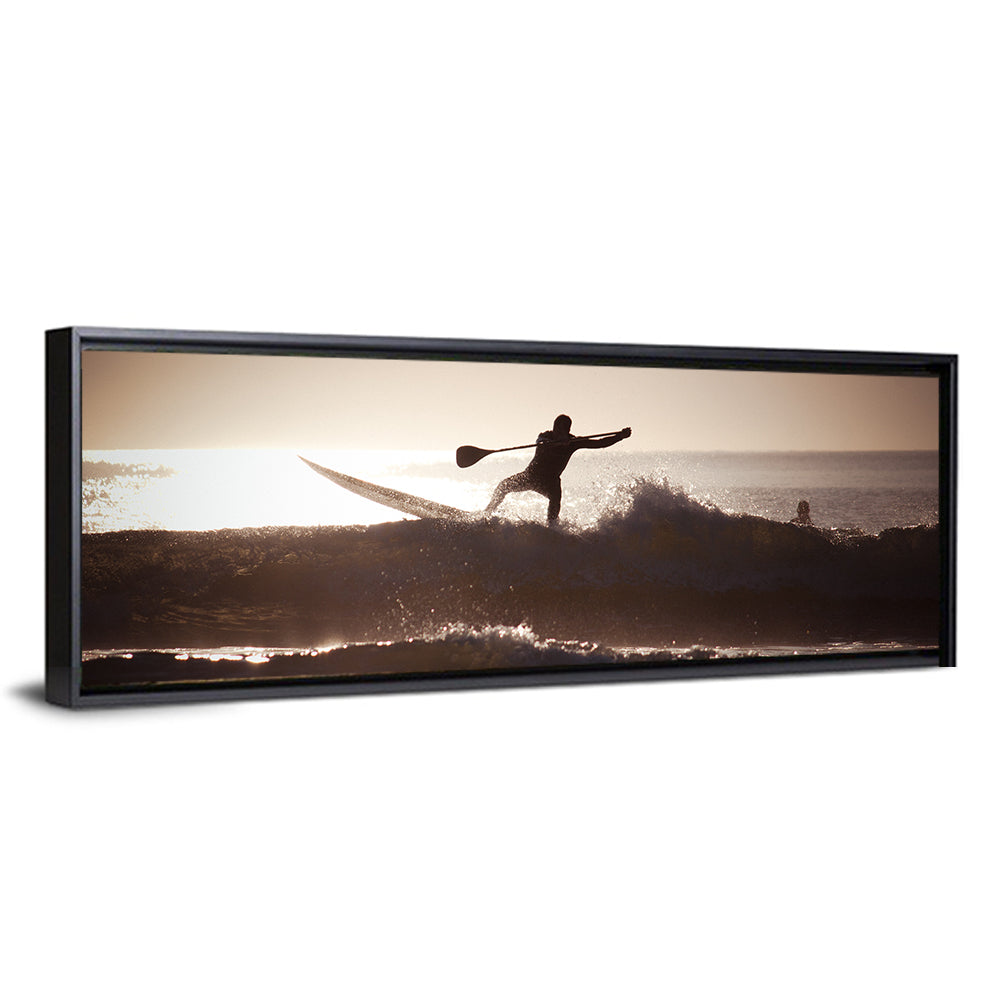 Backlit Paddleboard Silhouette at Sunrise Wall Art