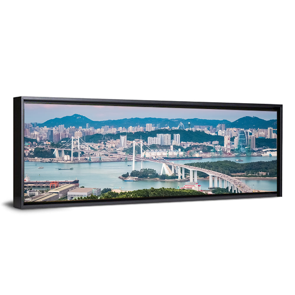 Haicang Suspension Bridge at Dusk Wall Art