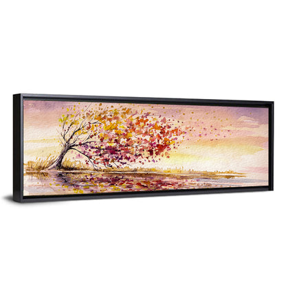 Windblown Autumn Tree Reflection Wall Art