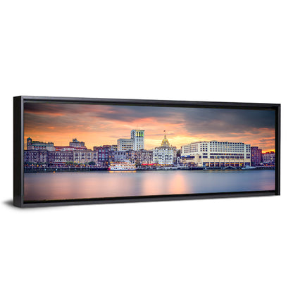Savannah Riverfront Sunset Skyline Wall Art