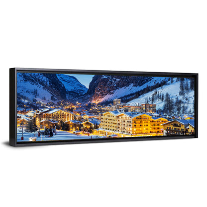 Twilight Ski Village in the French Alps Wall Art