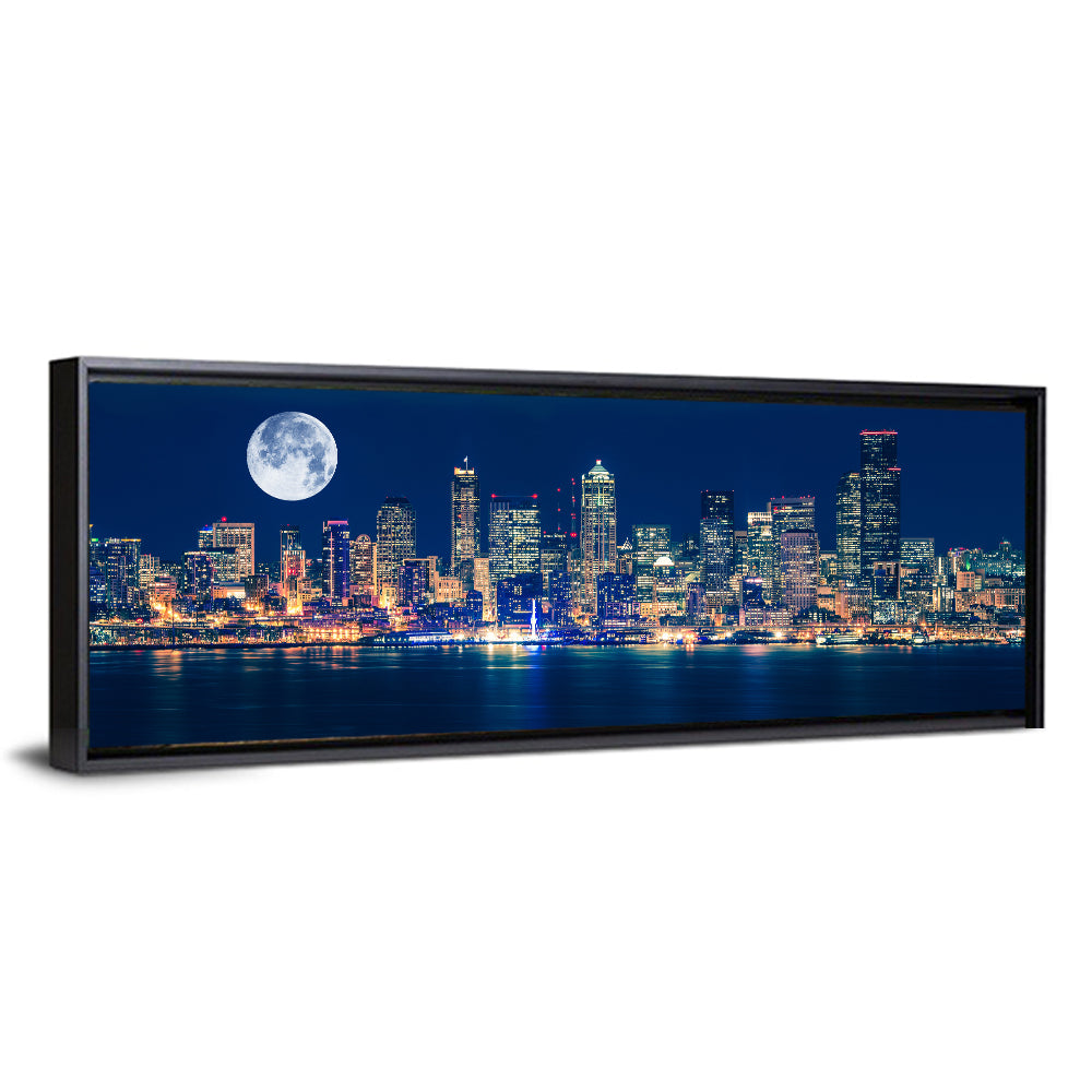 Seattle Skyline at Night Wall Art