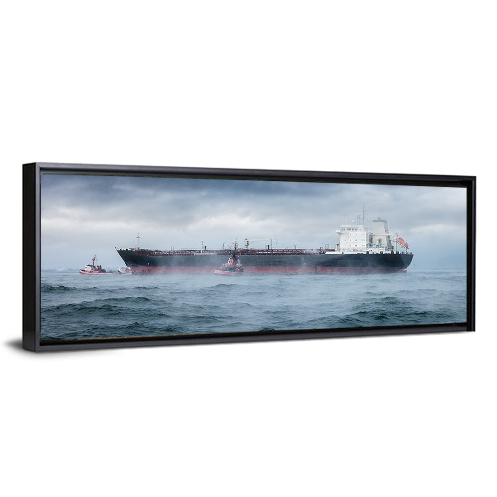 Rescue Helicopter Over Cargo Ship Wall Art
