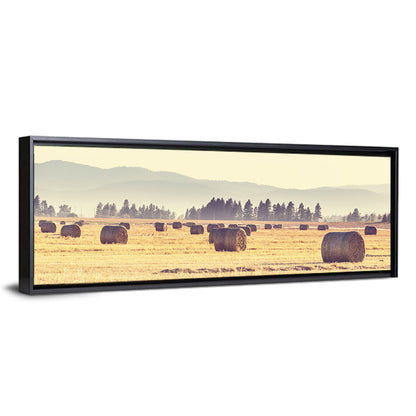 Golden Hay Bales Field Wall Art
