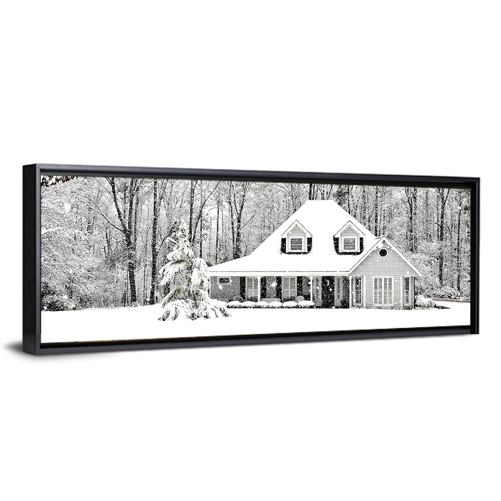 Frosty Winter House Landscape Wall Art