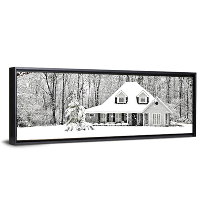 Frosty Winter House Landscape Wall Art