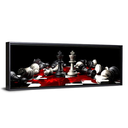 Two Kings on Black Chessboard Wall Art