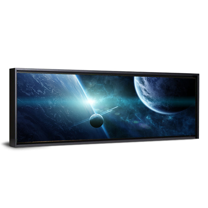 Distant Planetary System Wall Art as a framed canvas