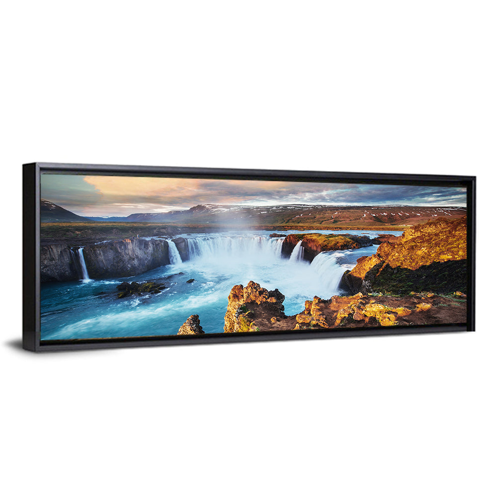 Godafoss Waterfall at Golden Hour Wall Art